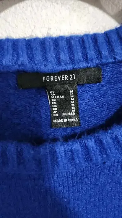 Forever 21 Royal Blue Mushroom Graphic Knit Pullover Sweater Size Medium - Picture 3 of 5